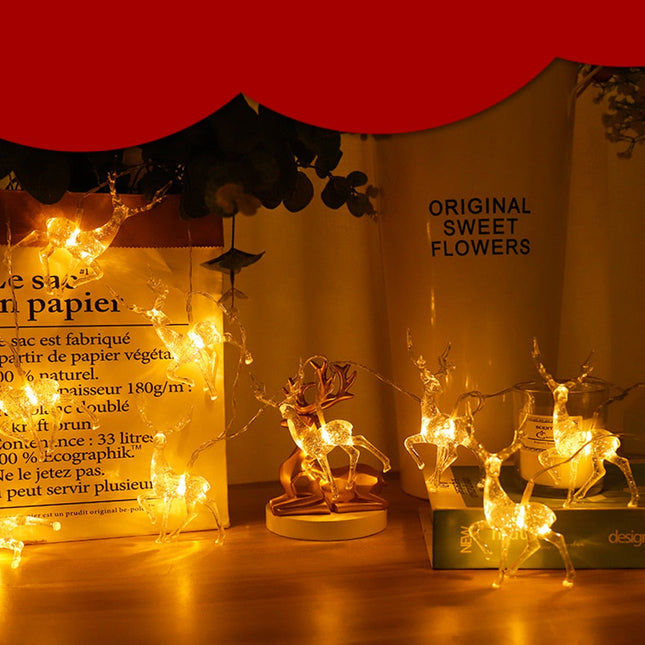 LED světelný řetěz s jeleny dekorace