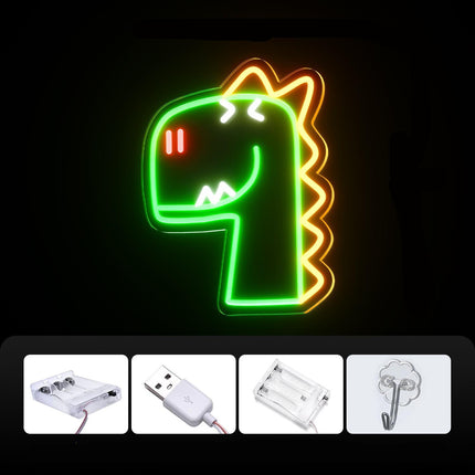 Zelená neonová LED lampa dinosaurus