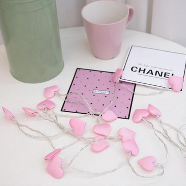 Dětský světelný řetěz růžová srdíčka