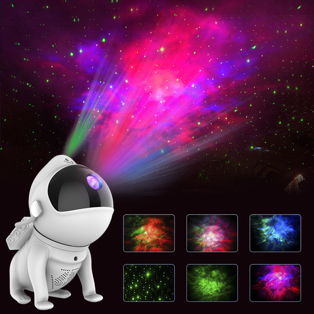 Projektor galaxie ve tvaru psa astronauta