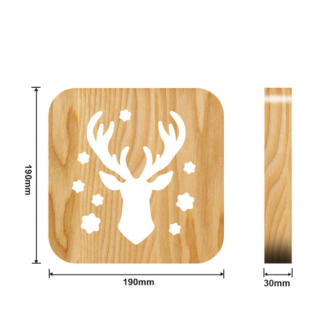 Dřevěná LED lampa jelen s USB
