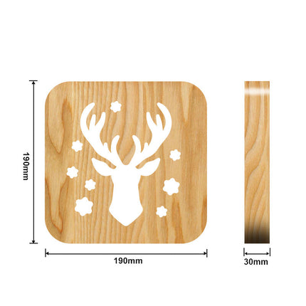 Dřevěná LED lampa jelen s USB
