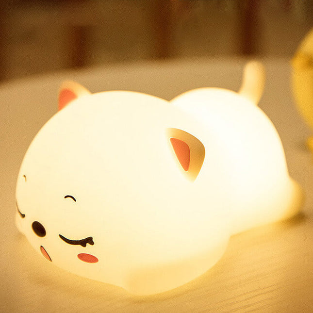 Kawaii noční světlo ležící kočka vícebarevné