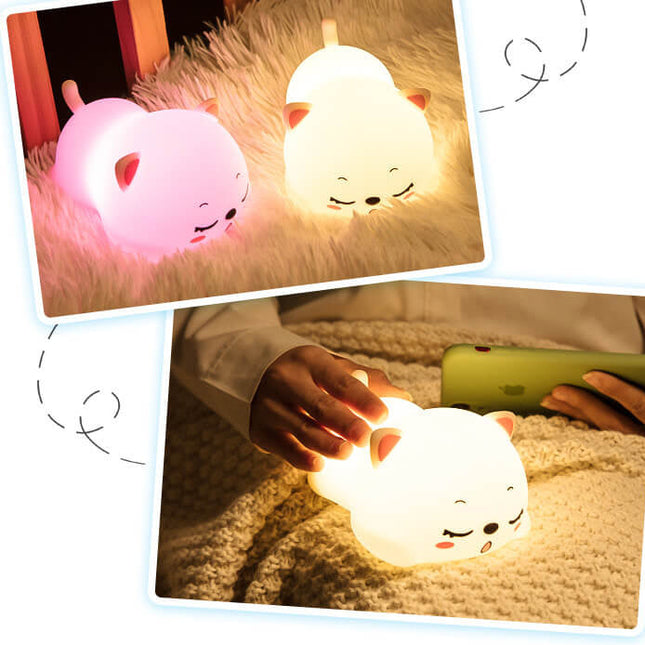 Kawaii noční světlo ležící kočka vícebarevné