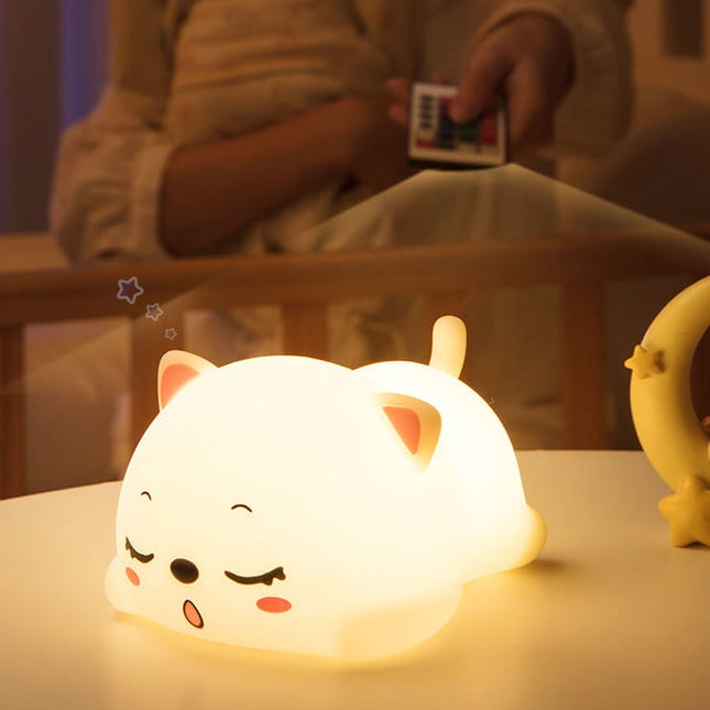 Kawaii noční světlo ležící kočka vícebarevné