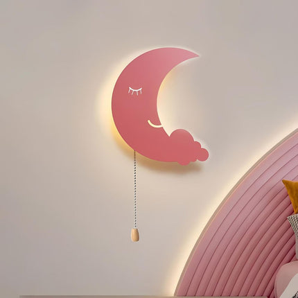 Nástěnné kovové světlo pro děti měsíc