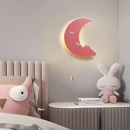Nástěnné kovové světlo pro děti měsíc
