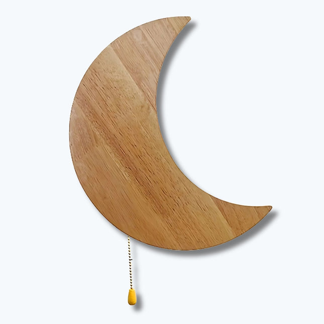 Dřevěné nástěnné noční světlo tvaru měsíce
