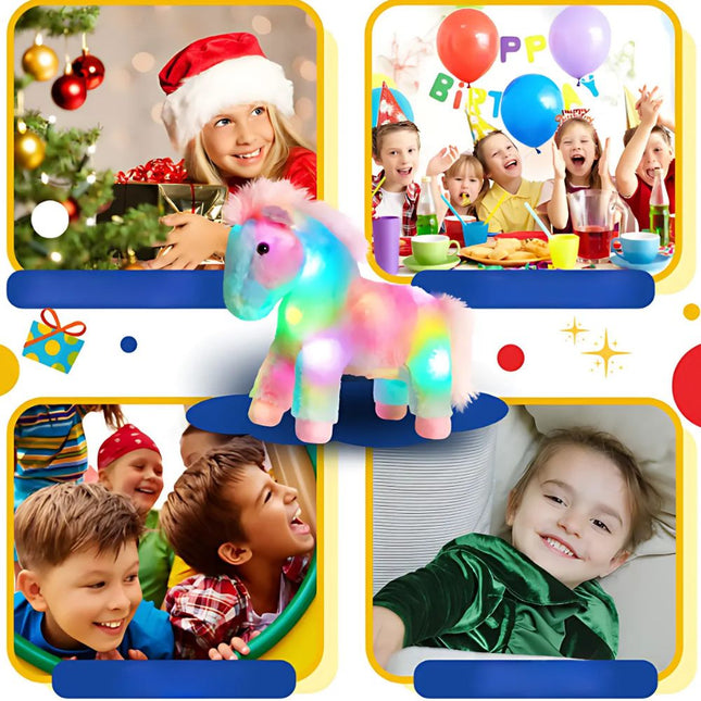 Barevně svítící plyšový koník pro děti