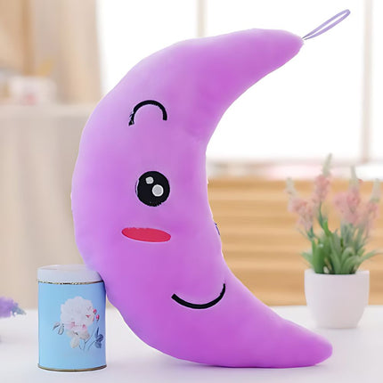 Svítící plyšový polštář ve tvaru měsíce