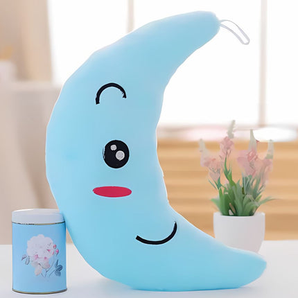 Svítící plyšový polštář ve tvaru měsíce