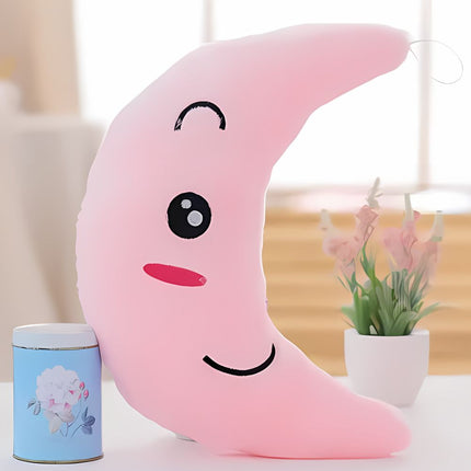 Svítící plyšový polštář ve tvaru měsíce