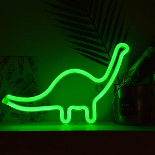 Zelené neonové světlo lampička dinosaurus