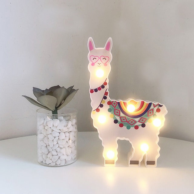Nástěnná LED dekorace roztomilá lama