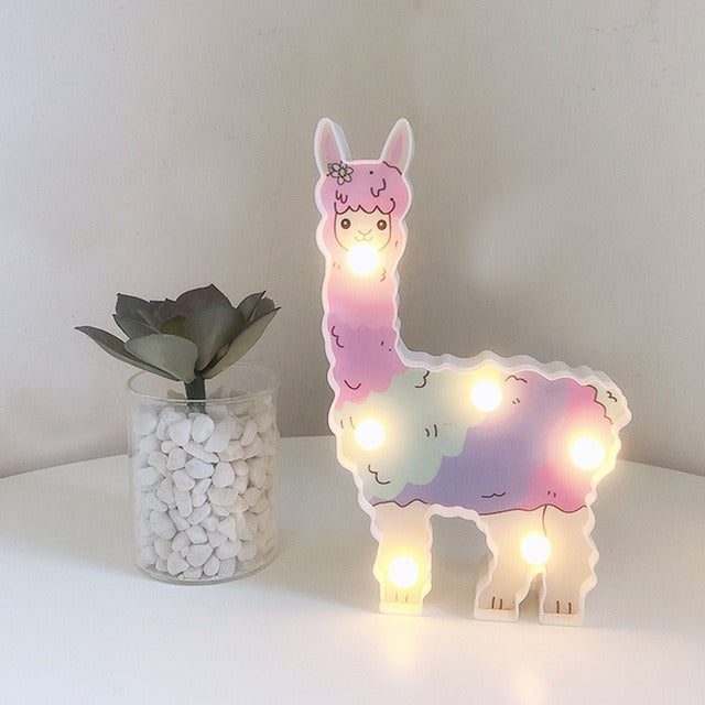 Nástěnná LED lampička roztomilá lama