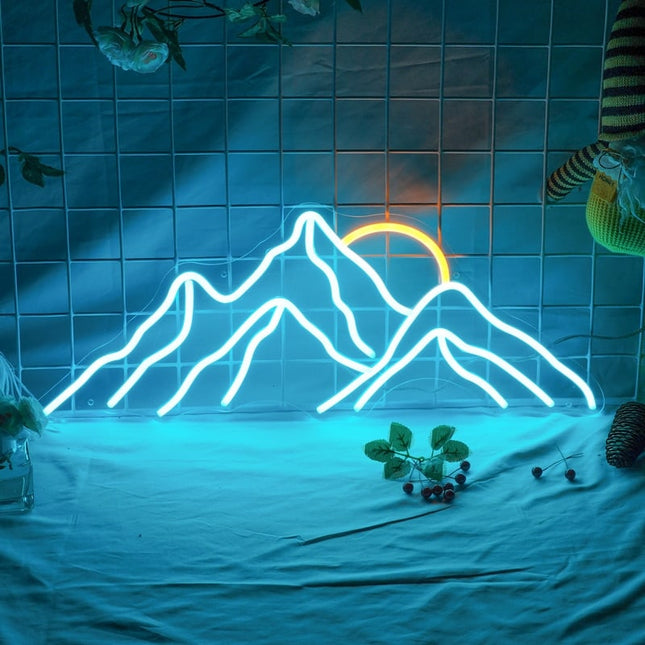 Nástěnné neonové LED světlo hory