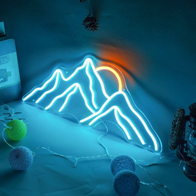 Nástěnné neonové LED světlo hory