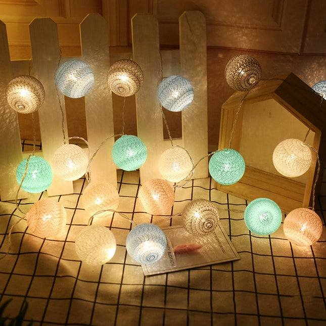 LED světelný řetěz bavlněné koule
