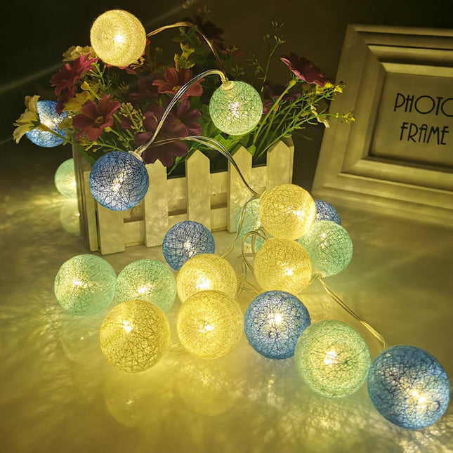 LED světelný řetěz bavlněné koule