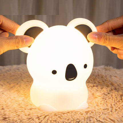 Barevná silikonová LED lampička koala pro děti
