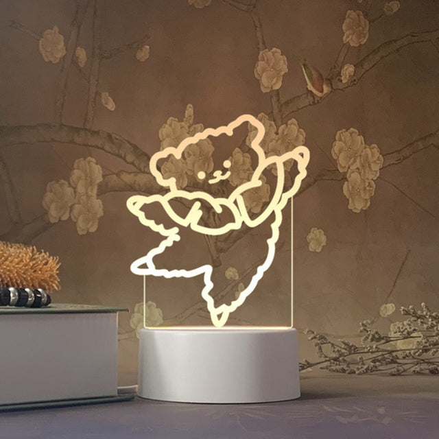 3D lampička roztomilý tančící medvídek