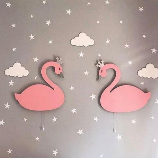 Dřevěná dětská lampička na zeď labuť