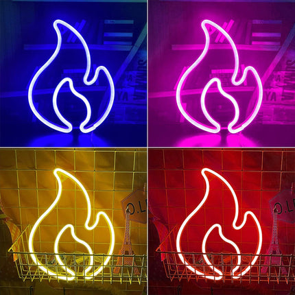 Neonová LED lampa ve tvaru plamene