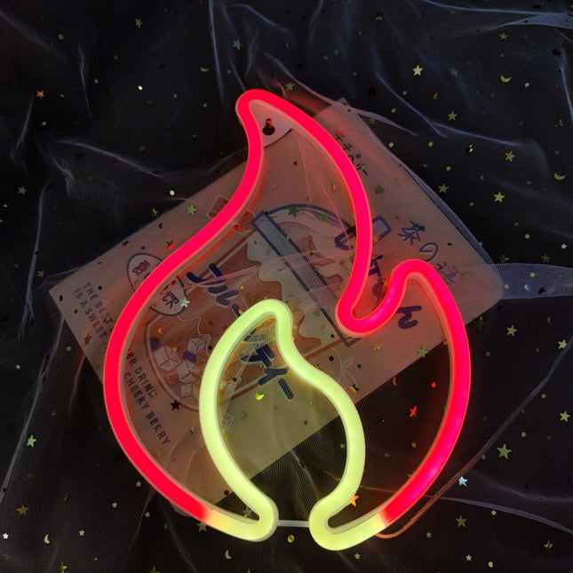 Neonová LED lampa ve tvaru plamene