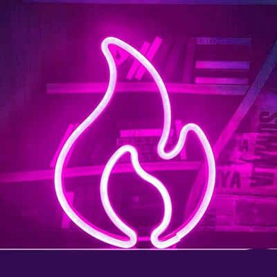 Neonová LED lampa ve tvaru plamene