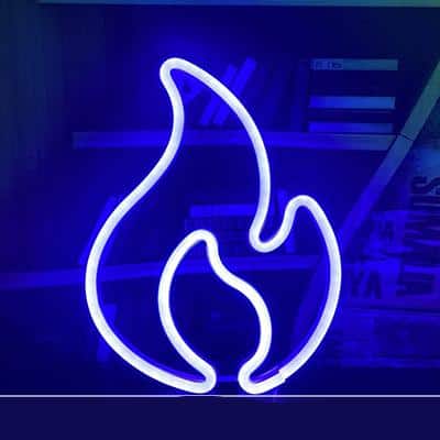 Neonová LED lampa ve tvaru plamene