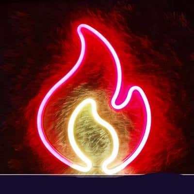 Neonová LED lampa ve tvaru plamene