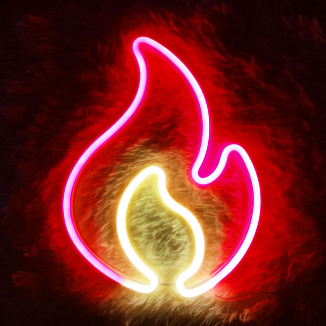 Neonová LED lampa ve tvaru plamene