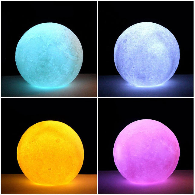 Vícebarevná 3D LED lampa měsíc