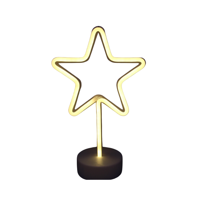 Žlutá neonová LED lampa hvězda