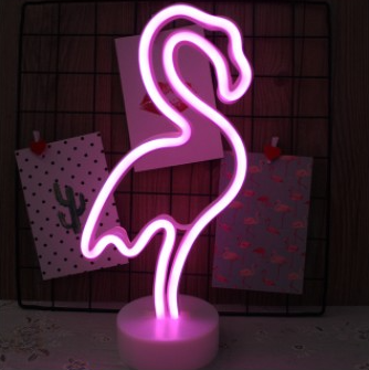 Růžová neonová LED lampa plameňák