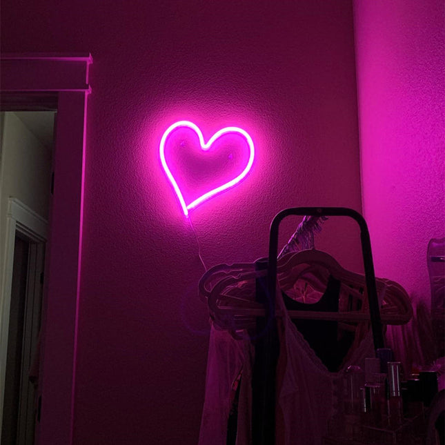 Neonová LED lampa na zeď srdce
