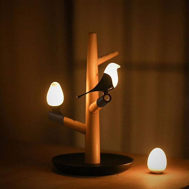 Designová lampa strom s ptáčky LED