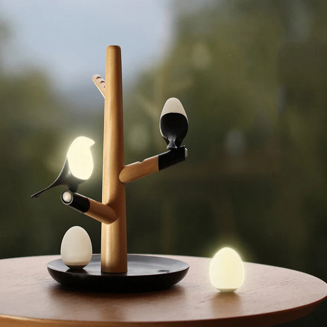 Designová lampa strom s ptáčky LED