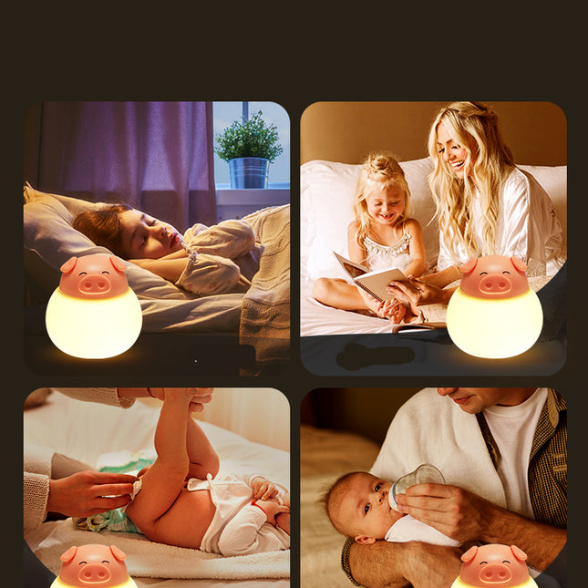 Dotyková silikonová lampička prasátko