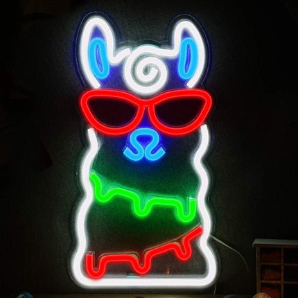 Barevná neonová LED dekorace alpaka