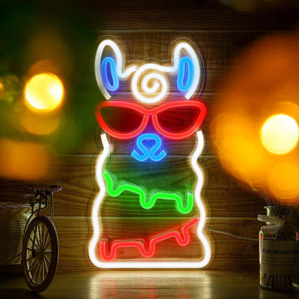 Barevná neonová LED dekorace alpaka