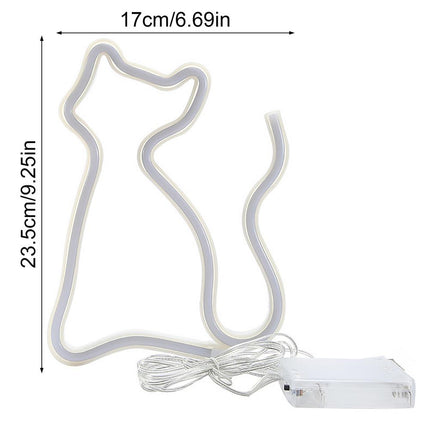 Neonová LED dekorace na stůl kočka