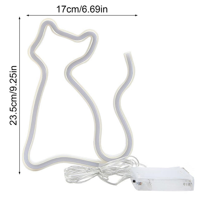 Neonová LED dekorace na stůl kočka
