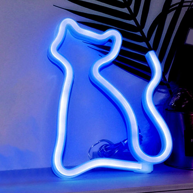 Neonová LED dekorace na stůl kočka