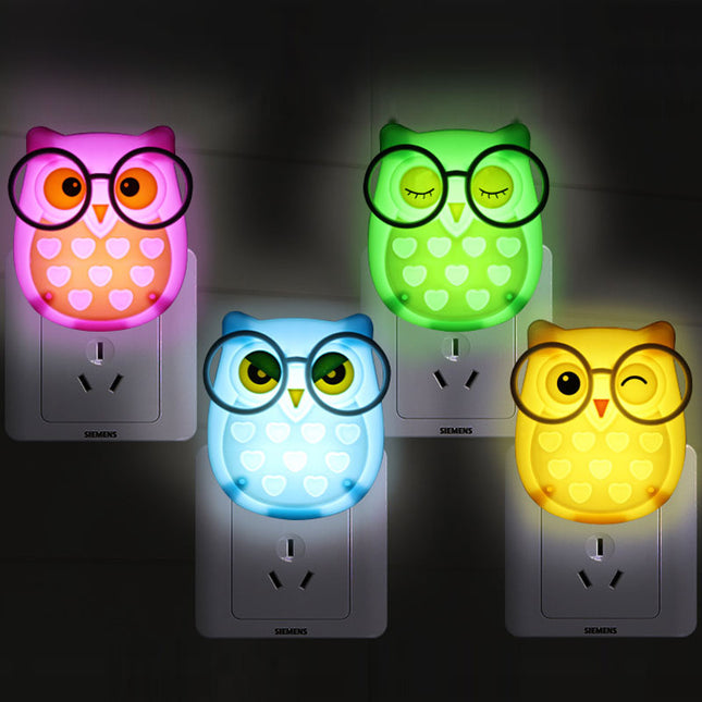 Dětské LED noční světlo sova do zásuvky