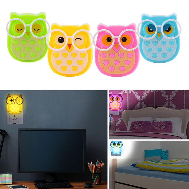 Dětské LED noční světlo sova do zásuvky