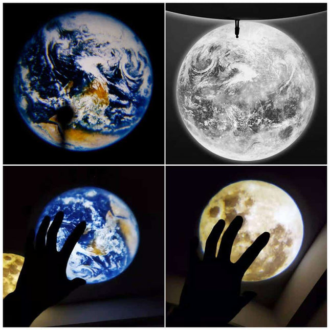 Otočný LED projektor měsíc a země