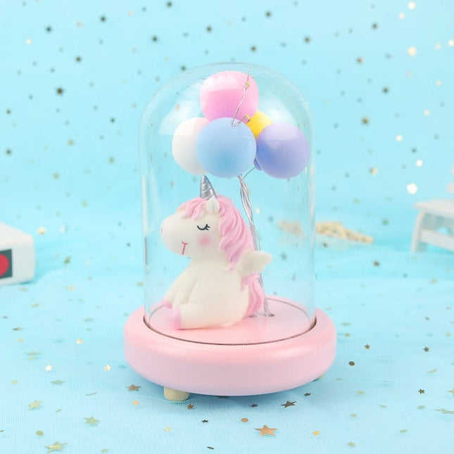 Dětská noční lampička jednorožec ve skle