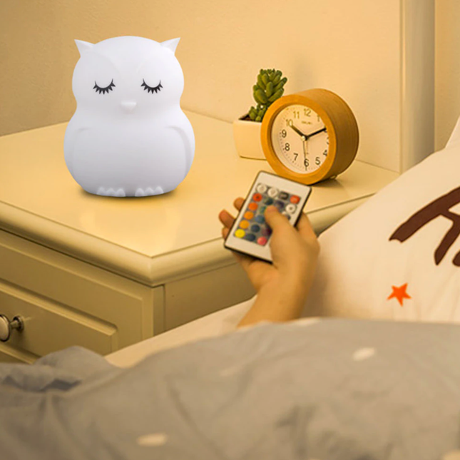 Dobíjecí dětská lampička sova s ovladačem
