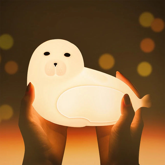 Silikonové noční světlo tuleň pro miminka